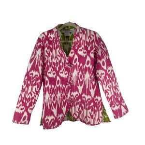 Gretchen Scott Designs Womens Reversible Ikat Cardigan S Pink & Green